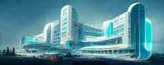 未来主义的医院插图电脑生成的数字艺术