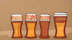 集啤酒节设计元素啤酒德国图标集卡通平插图