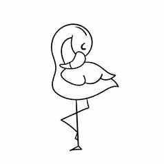 可爱的卡通火烈鸟站腿有趣的火烈鸟睡觉