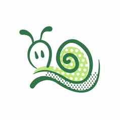 蜗牛标志卡通图标绿色蜗牛白色背景简单的元素