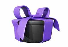 现实的礼物黑色的盒子紫色的弓白色