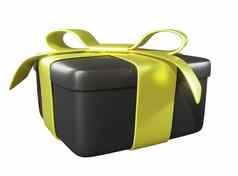 现实的礼物黑色的盒子黄色的弓白色