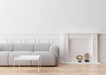 空白色墙现代生活房间模拟室内当代风格免费的复制空间图片海报文本设计沙发表格雕塑呈现