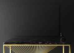 黑色的空图片模型黑色的墙现代生活房间模拟室内极简主义风格免费的空间图片大理石金控制台呈现