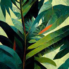 自然视图绿色热带植物叶子背景