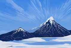 活跃的成层火山新西兰山雪