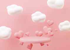 粉红色的讲台上心云飞行空气情人节一天婚礼讲台上产品化妆品演讲模拟基座平台美产品插图