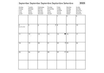 9月多语言一年日历