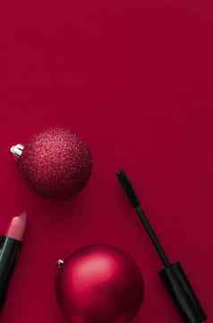 化妆化妆品产品集美品牌圣诞节出售促销活动奢侈品酒平铺背景假期设计