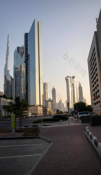 迪拜金融中心路地址天空视图酒店迪拜塔哈利法塔最高的建筑世界场景