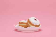 呈现图像犹太人假期光明节甜甜圈粉红色的背景