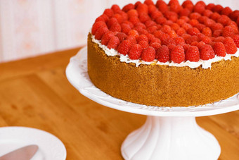 蛋糕公司美味的奶酪蛋糕超过奶油新鲜的树莓