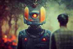 人类机器人自然人工情报的关系概念神经网络生成的艺术