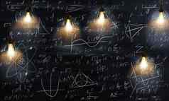灯泡头脑风暴有创意的的想法数学公式