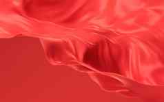 流动红色的布背景呈现