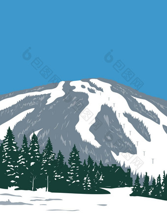 铜山滑雪度假胜地冬天位于峰会县科罗拉多州水渍险海报艺术