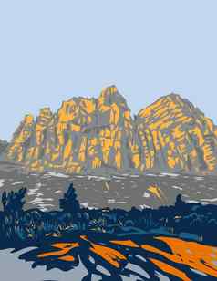 锡安峡谷锡安国家公园锡安公园大街斯普林代尔犹他州美国水渍险海报艺术