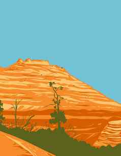 锡安峡谷锡安国家公园锡安公园大街斯普林代尔犹他州水渍险海报艺术