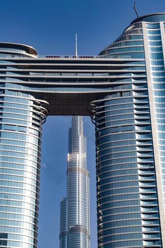 迪拜阿联酋迪拜塔哈利法塔地址天空视图酒店体系结构