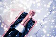 香槟瓶礼物盒子蓝色的假期闪闪发光的年圣诞节情人节一天冬天现在奢侈品产品包装饮料品牌