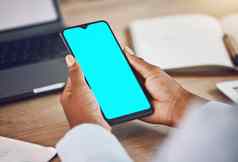 电话绿色屏幕模型蓝色的背景屏幕市场营销广告联系无线网络沟通产品放置标志品牌手机手