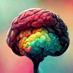 色彩斑斓的插图人类大脑详细的插图人类大脑部分大脑