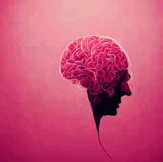 插图人类大脑粉红色的插图人类大脑