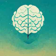 插图人类大脑蓝色的插图人类大脑