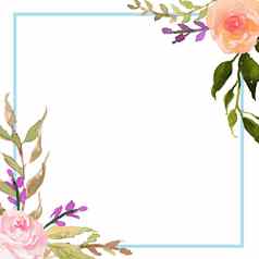 水彩花框架设计框架自然春天婚礼卡元素孤立的