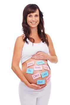 什么怀孕了女人便利贴笔记胃选择婴儿的名字