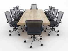 董事会表格椅子孤立的白色背景插图