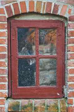 视图世界特写镜头图像乡村窗口框架砖房子