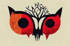 猫头鹰黑暗晚上森林森林树分支可怕的噪音