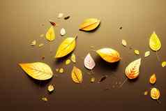 秋天作文下降黄色的棕色（的）叶子前视图