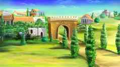 拱形门古老的城市插图