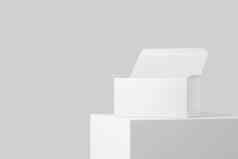宽矩形盒子白色空白呈现模型