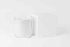 蜡烛玻璃盒子包装呈现白色空白模型