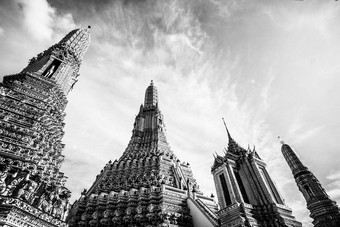 什么阿伦宝塔曼谷泰国黎明寺庙黑色的白色