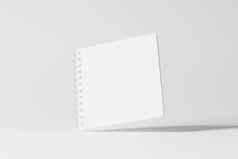 广场螺旋笔记本呈现白色空白模型
