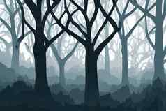 图形被施了魔法森林黑暗树雾