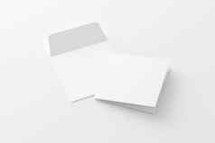 广场折叠邀请卡信封白色空白呈现模型