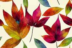 模式叶子图形水彩叶秋天无缝的模式壁纸包装纸织物