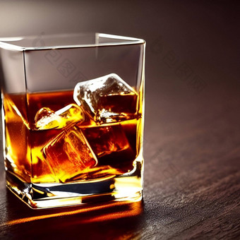 新鲜的<strong>威士忌</strong>清晰的玻璃瓶丁冰酒精画图片图像饮料插图背景