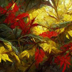秋天模式色彩斑斓的红色的黄色的叶子创造力