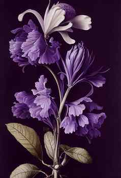 艺术插图生动的紫罗兰色的花
