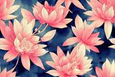 软粉红色的水彩花打印无缝的背景