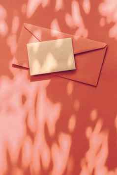 美品牌身份平铺模型设计业务卡信在线奢侈品品牌橙色影子背景