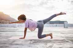 伸展运动平衡瑜伽女人户外模型培训健康身体健康健身生活方式锻炼锻炼体育人普拉提培训城市