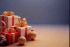 圣诞节背景金闪亮的礼物盒子点缀装饰