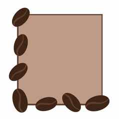 手画广场矩形咖啡框架形状插图Arabica非洲豆子种子米色棕色（的）背景食物饮料咖啡馆菜单temblate空Copyspace简单的极简主义设计